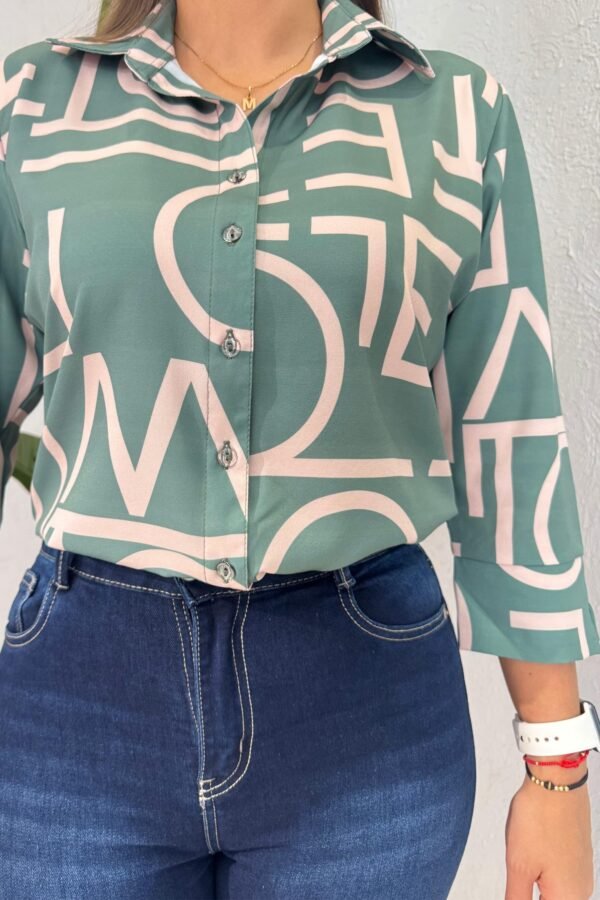 Blusa Zafiro beige verde - Image 2