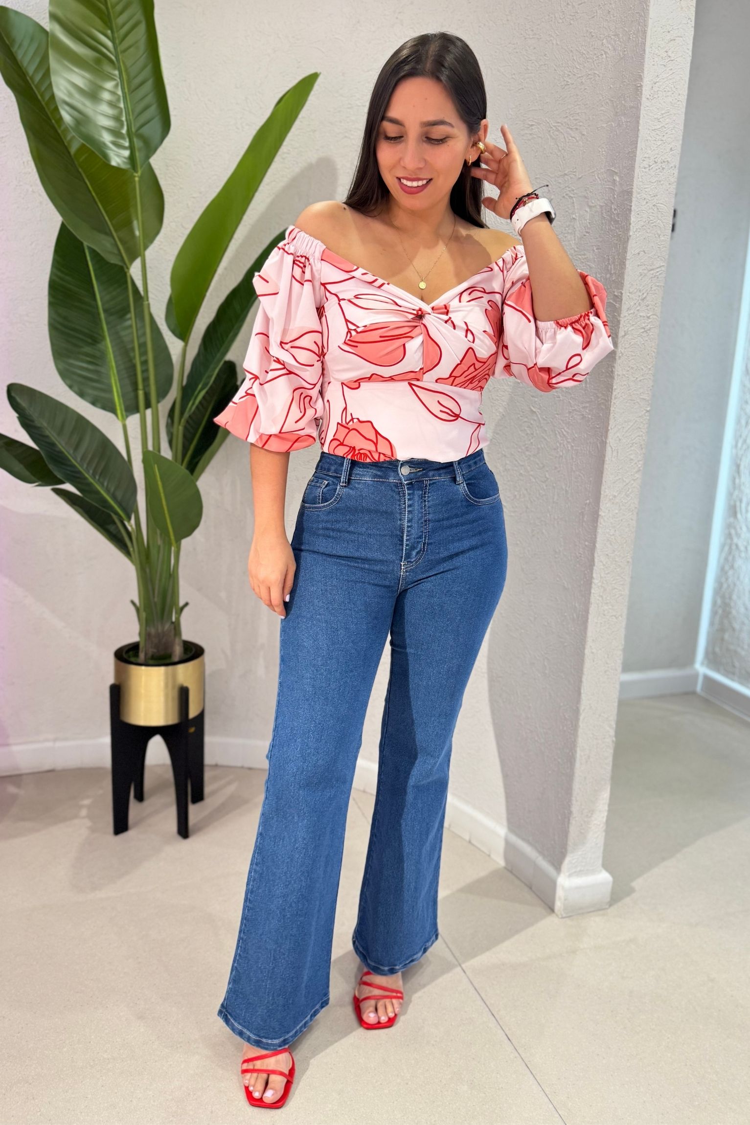 Blusa Antonia rosa flor