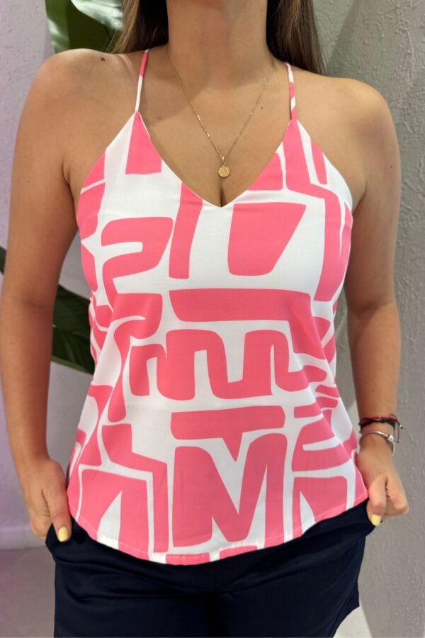 Blusa Básica blanca rosa - Image 3