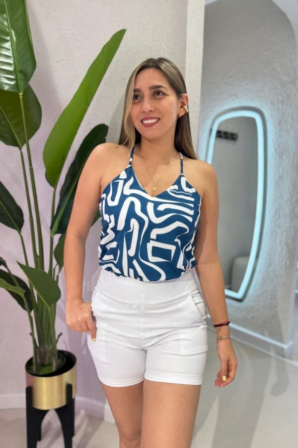 Blusa Básica azul blanco