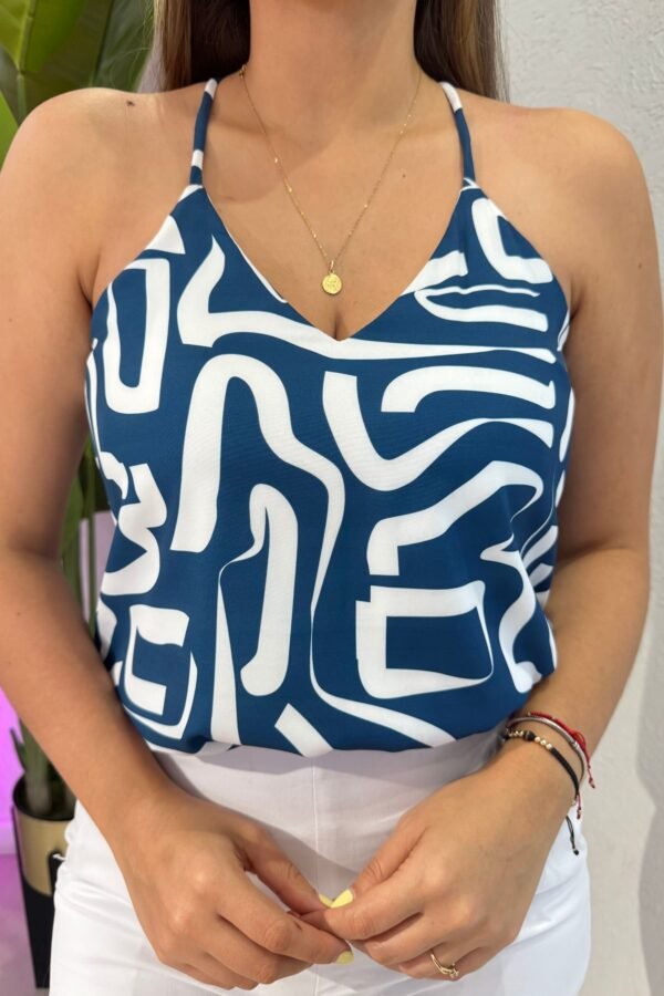 Blusa Básica azul blanco - Image 2