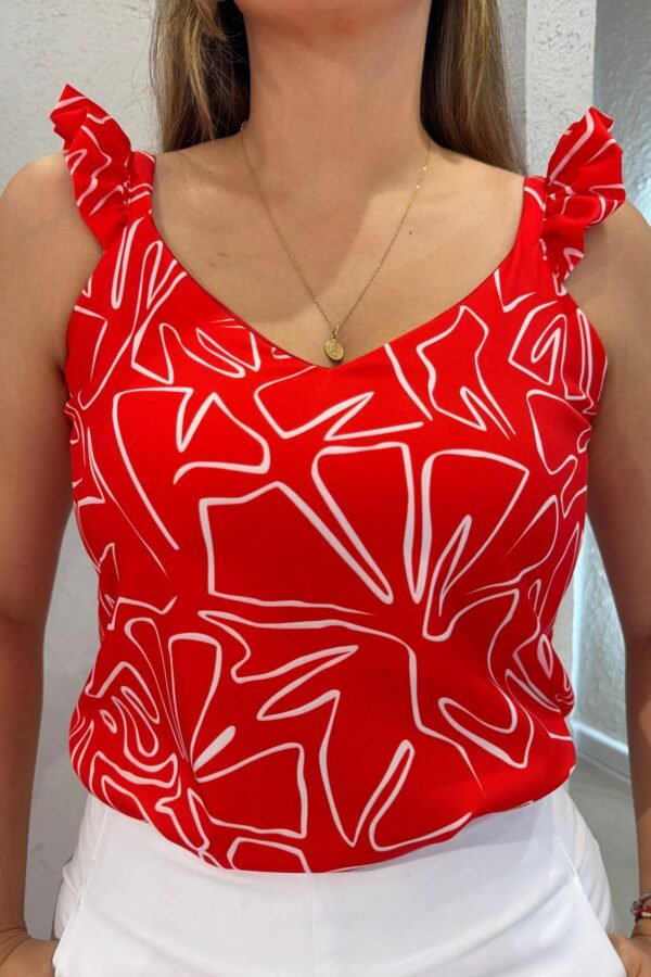 Blusa Paradise rojo blanco - Image 2