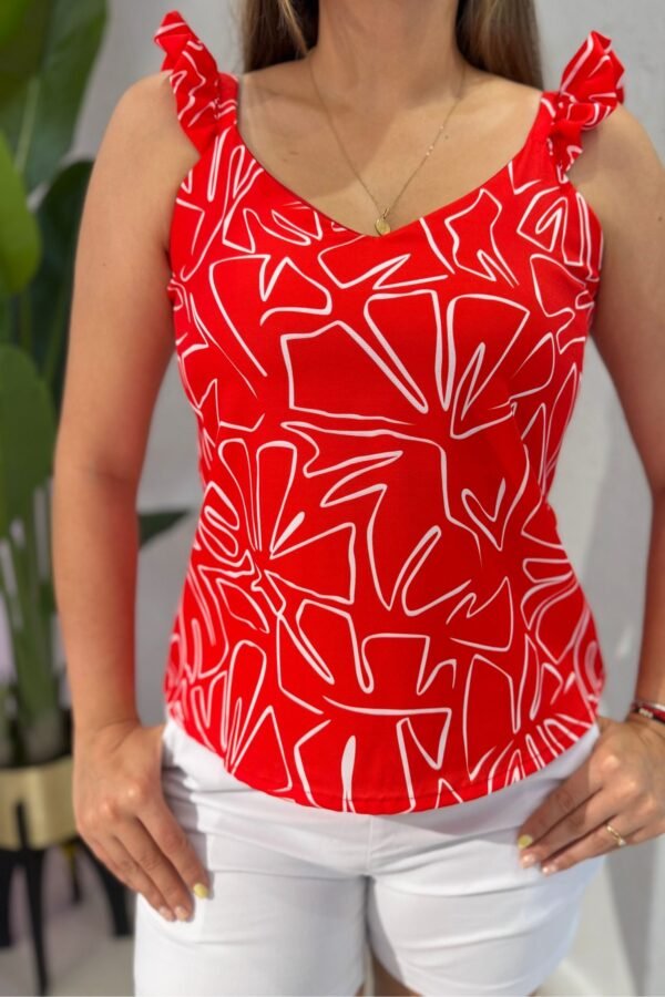 Blusa Paradise rojo blanco - Image 4