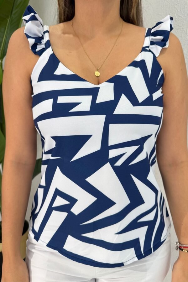 Blusa Paradise blanca azul - Image 2