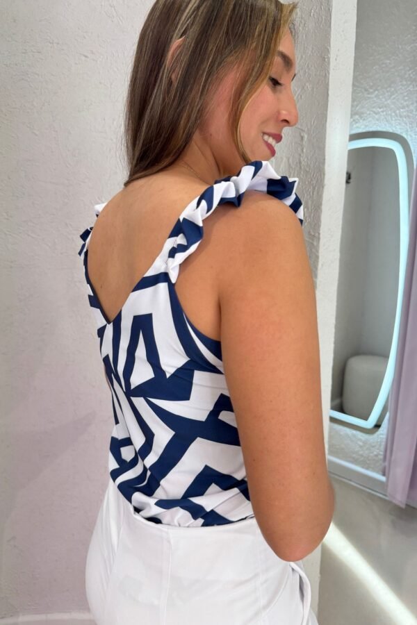 Blusa Paradise blanca azul - Image 3