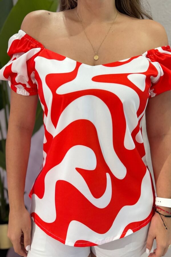 Blusa Bela rojo blanco - Image 4