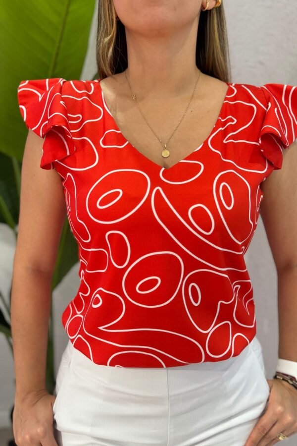 Blusa Bali rojo blanco - Image 2