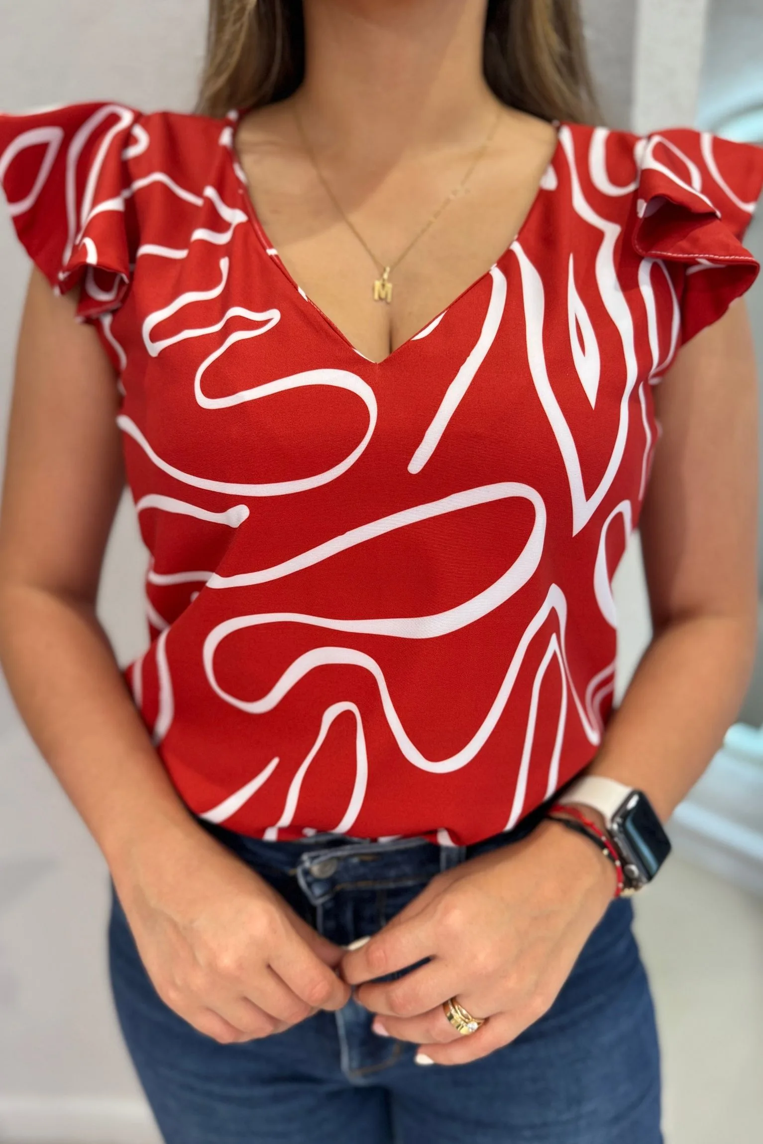 Blusa Bali rojo blanco - Image 2