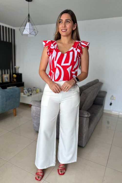 Blusa Bali rojo abstracto