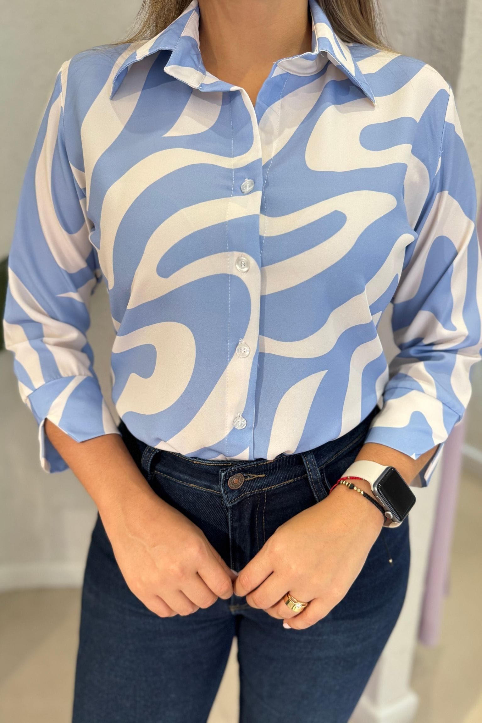 Blusa Zafiro lineas celeste - Image 3