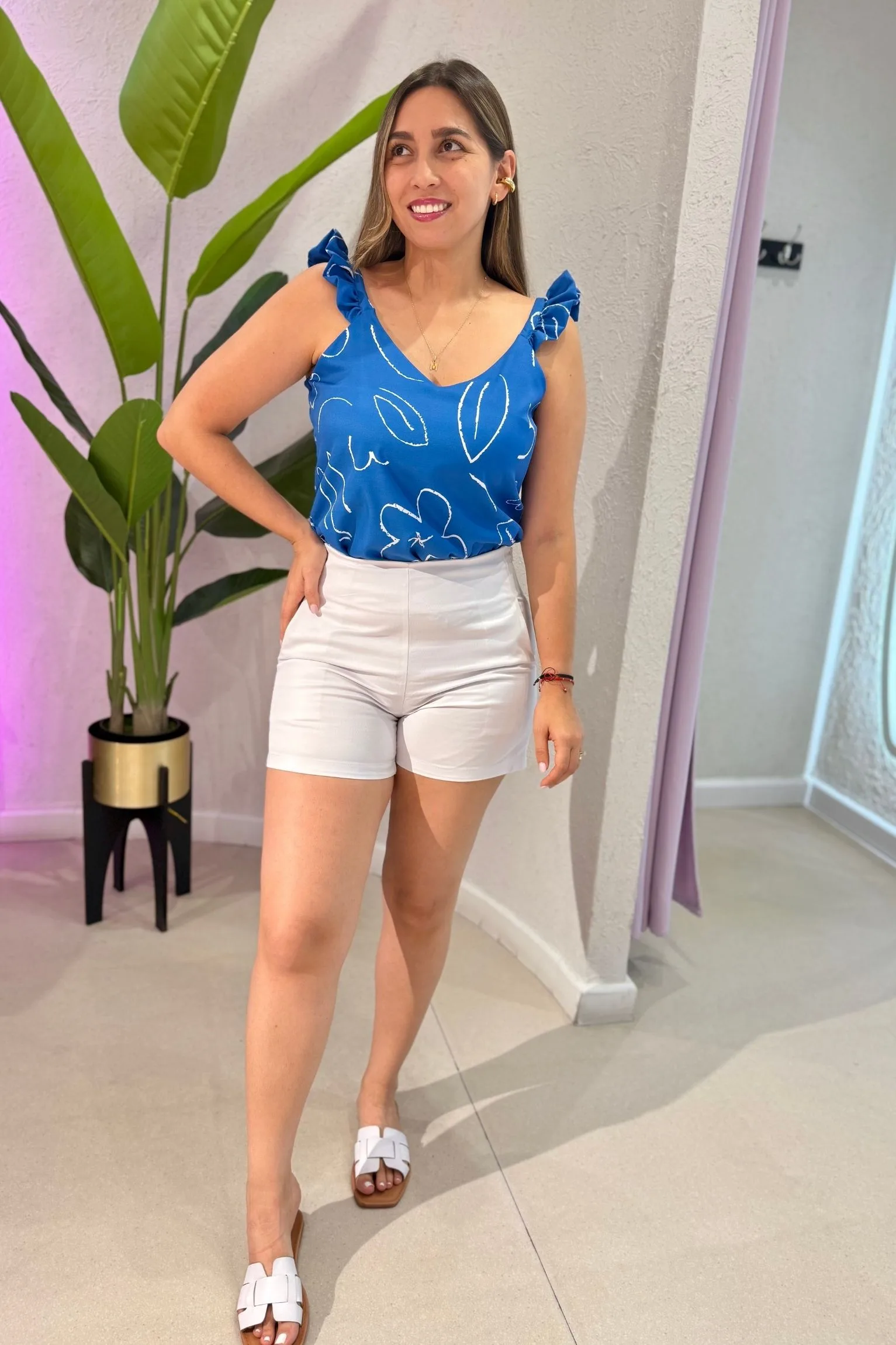 Blusa Paradise azul flor