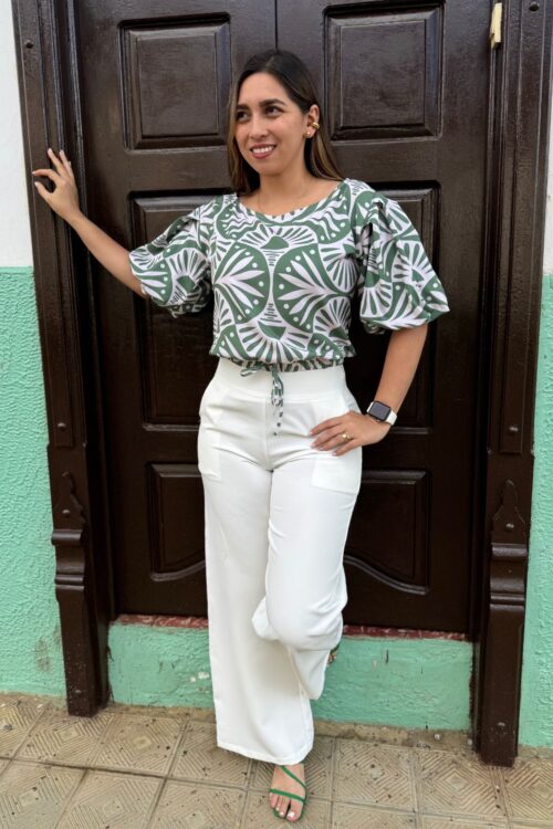 Blusa Samara Verde Blanco