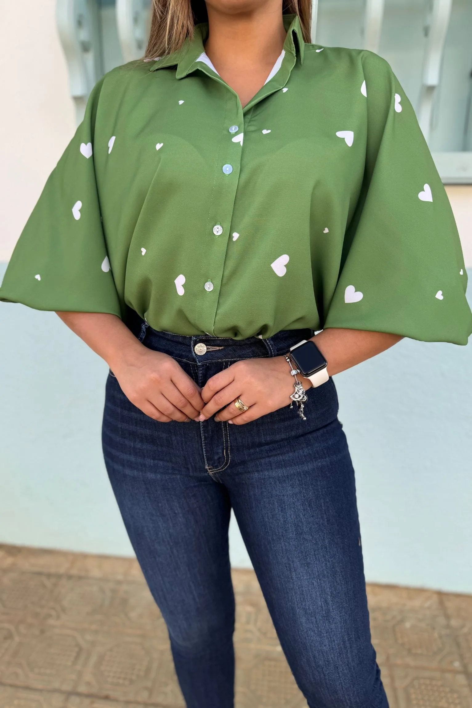 Blusón Ambar verde corazones - Image 2
