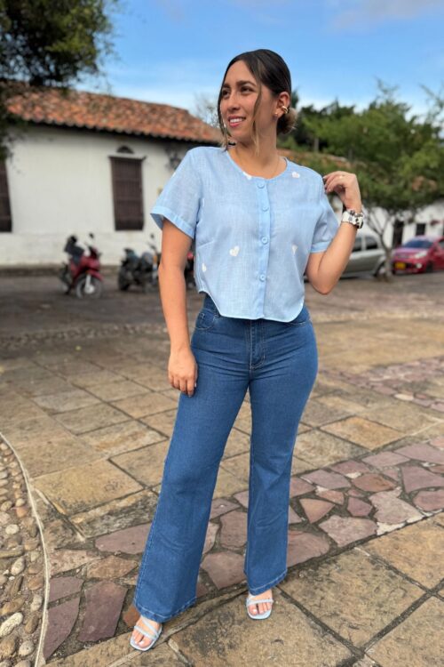 Camisera Safari celeste cora