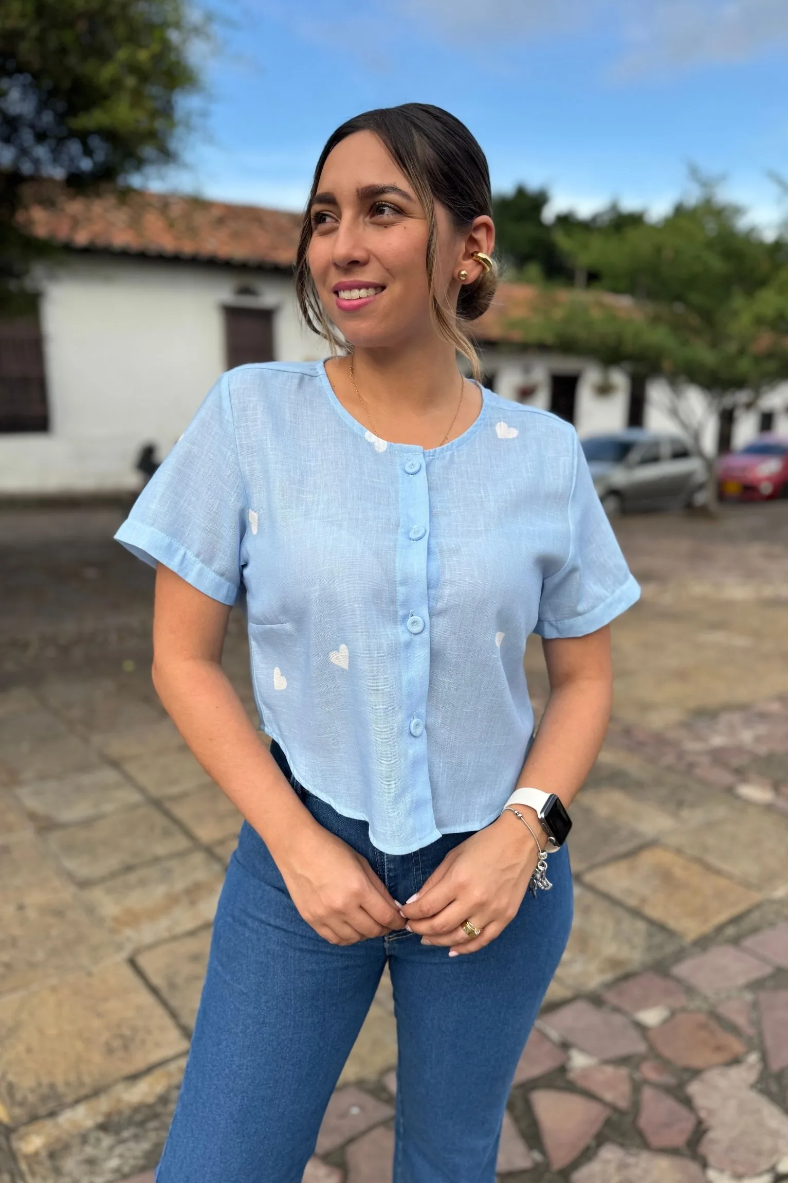 Camisera Safari celeste cora - Image 2