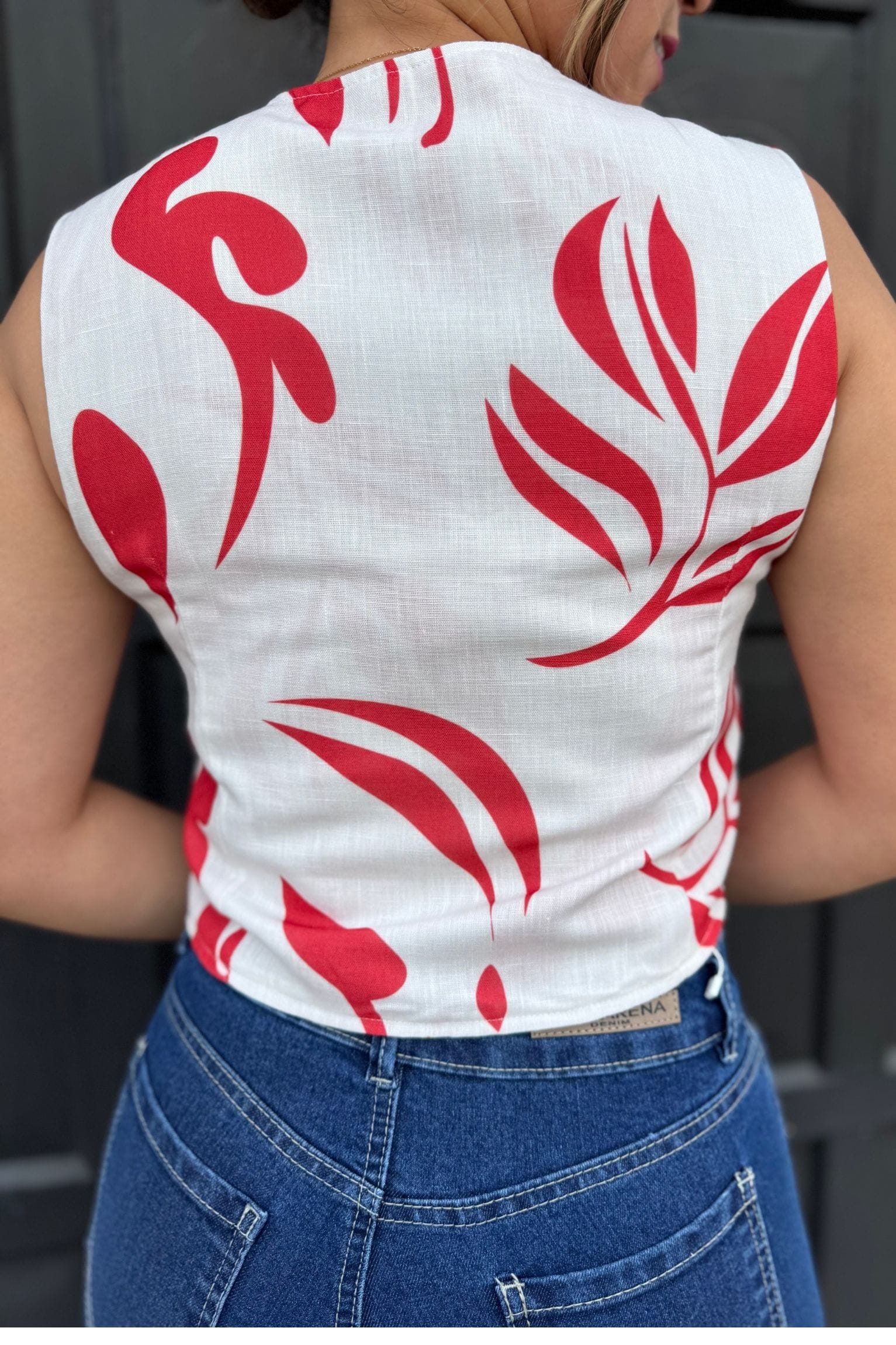 Chaleco Versalles beige rojo - Image 3