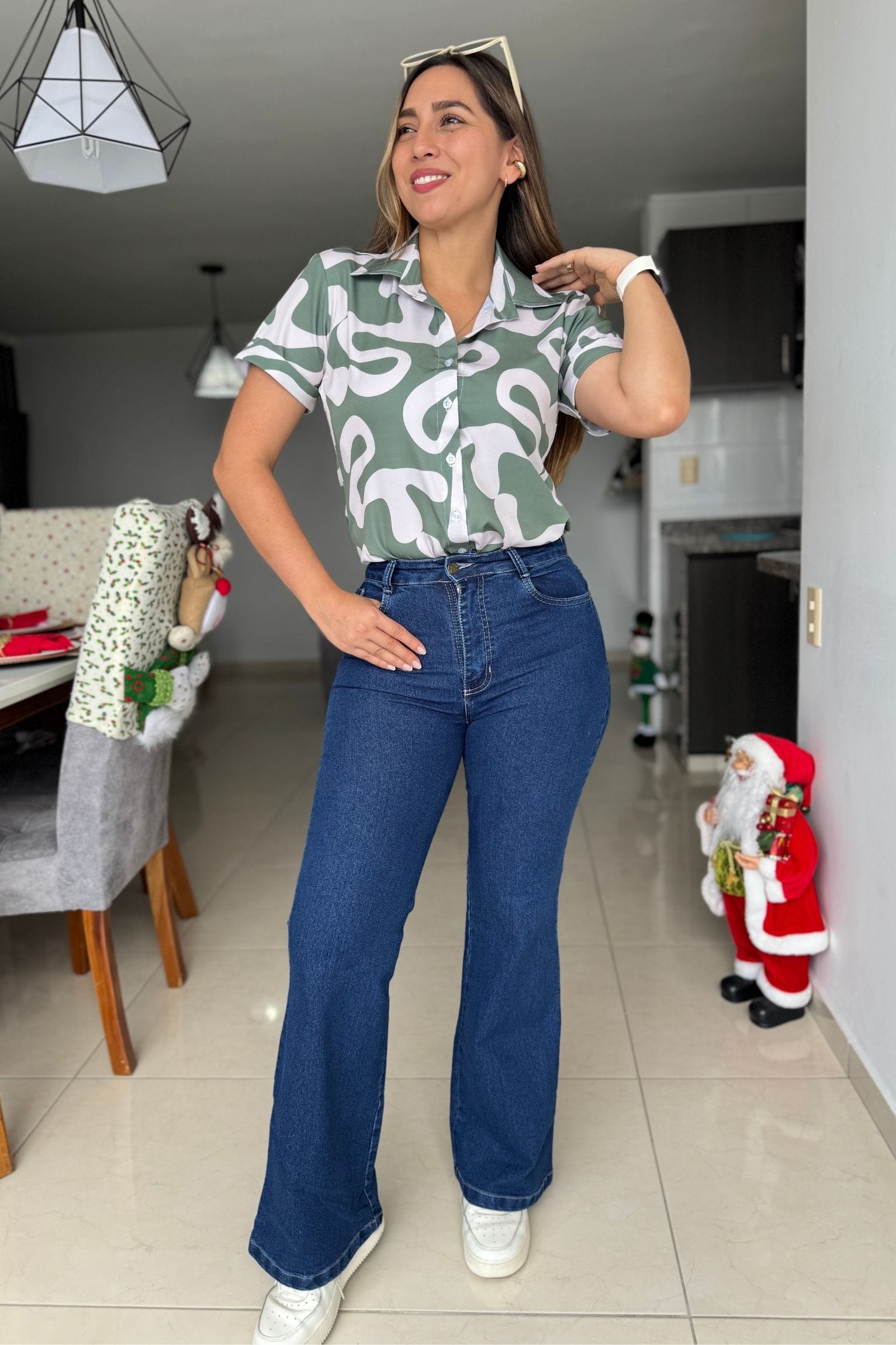 Camisera Esmeralda verde beige