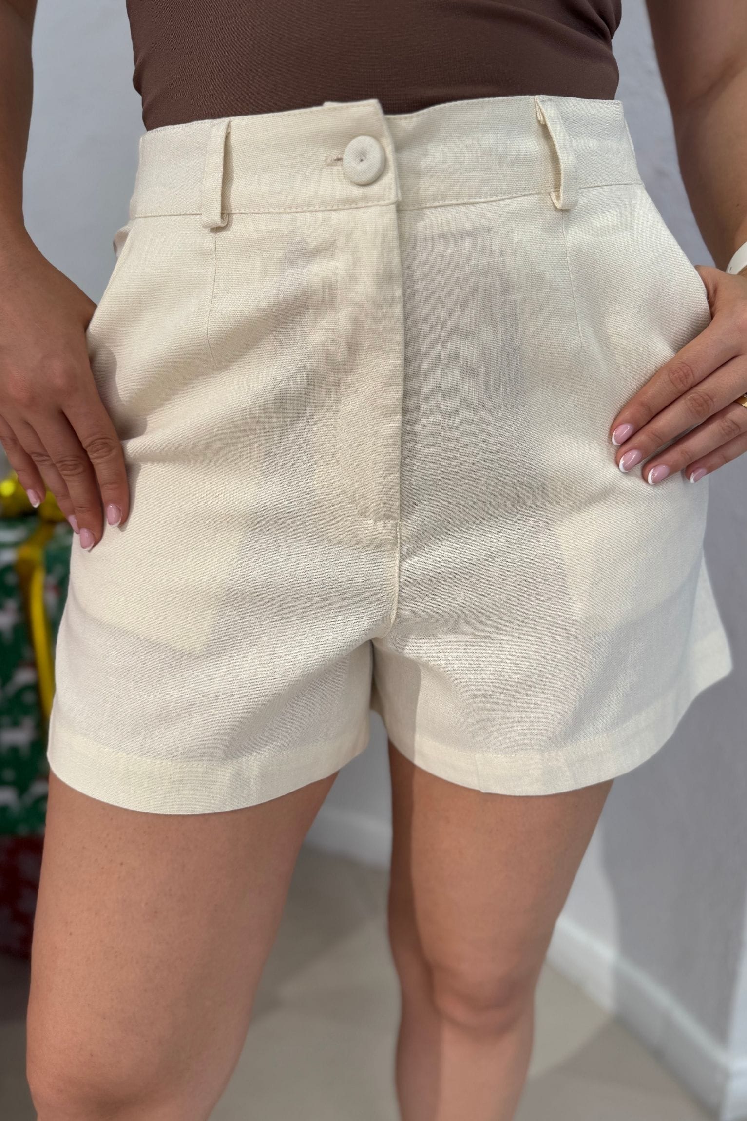 Short Lino marfil - Image 2