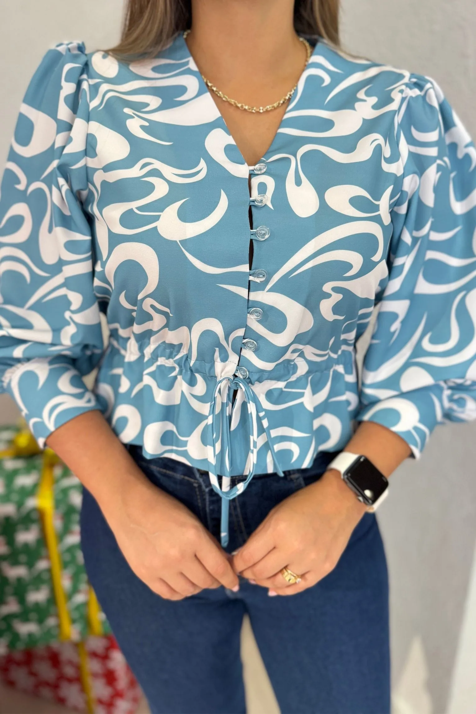 Blusa Maia celeste blanco - Image 2