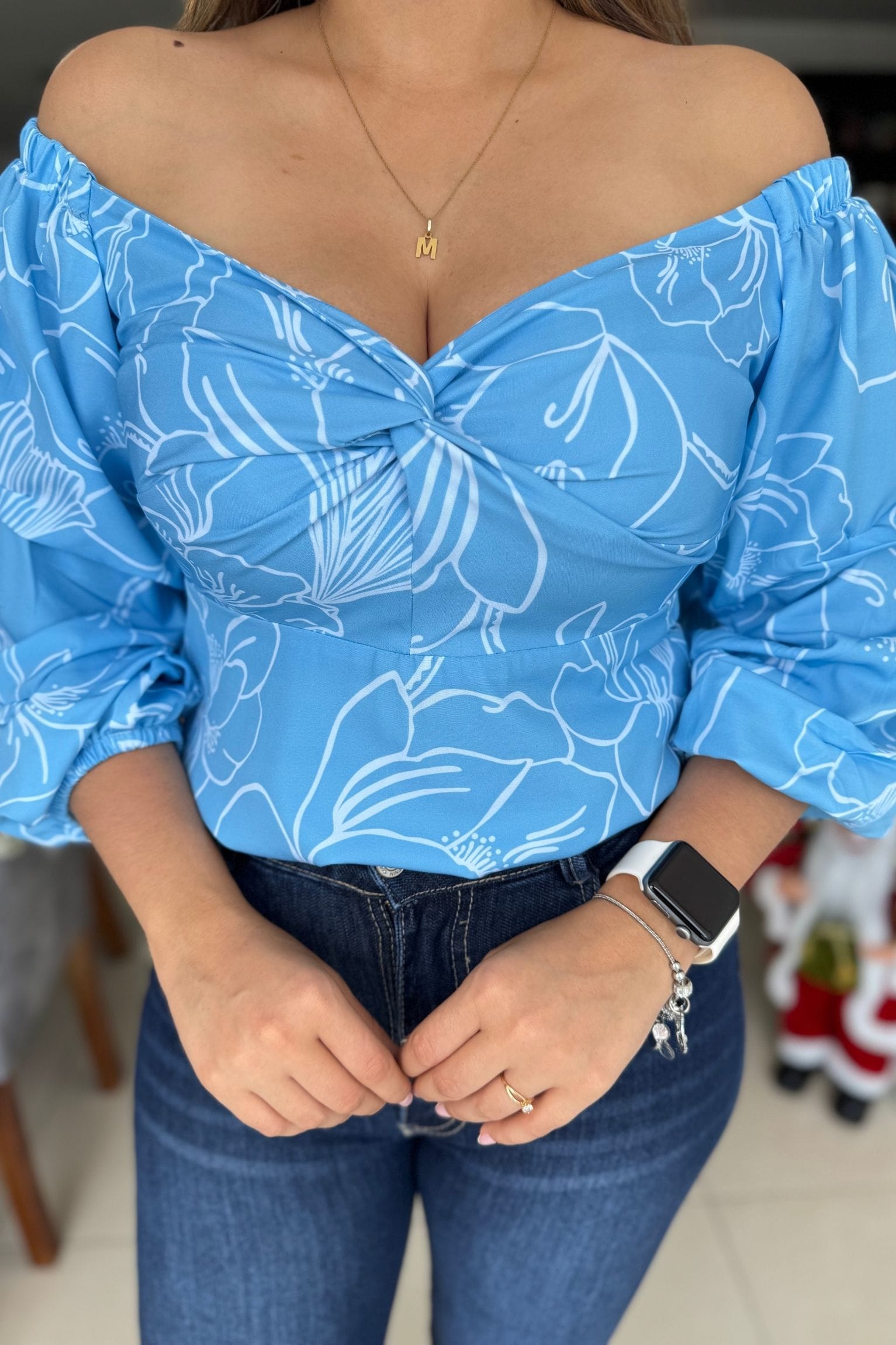 Blusa Antonia Celeste Blanco - Image 3