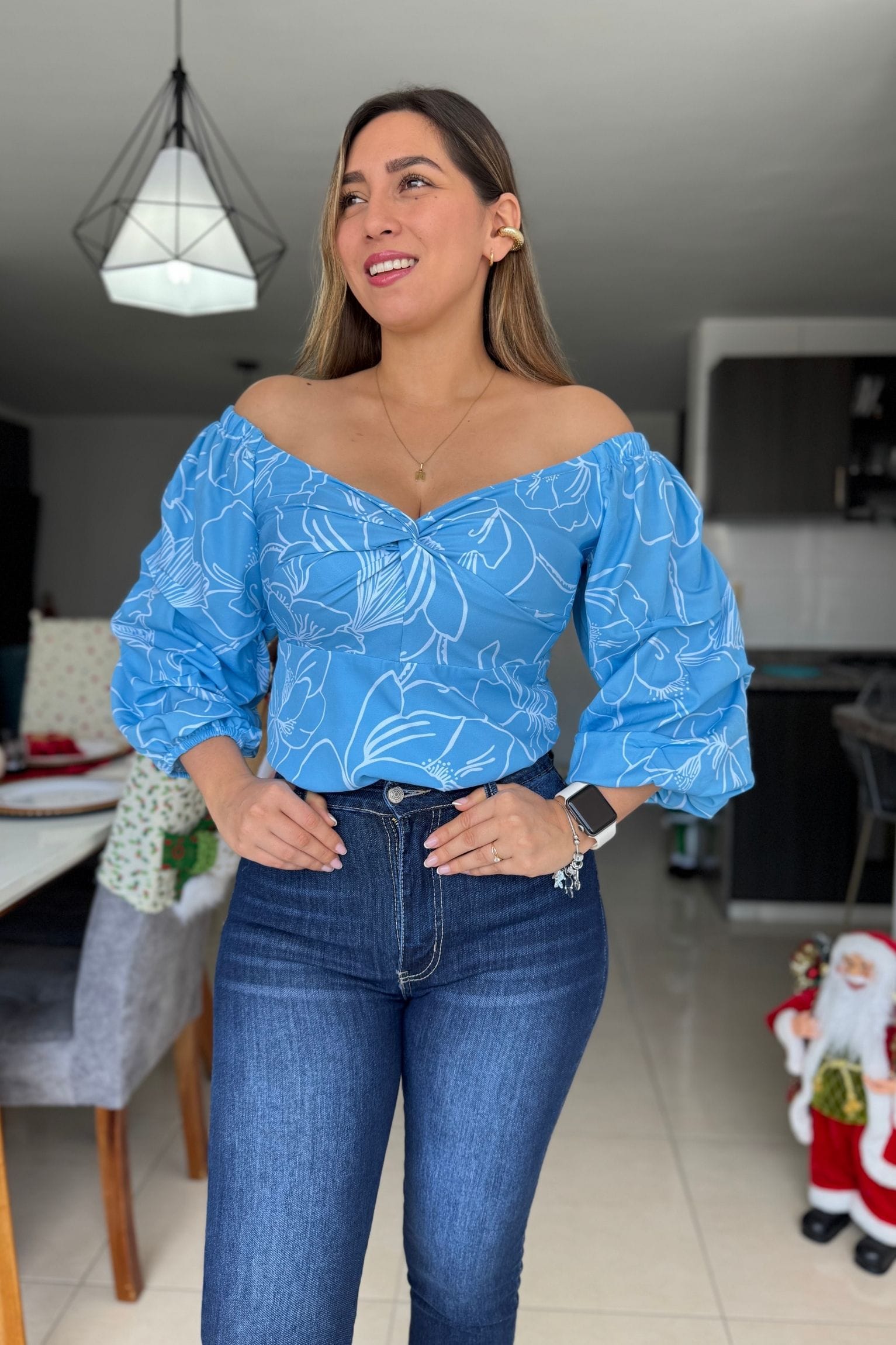 Blusa Antonia Celeste Blanco - Image 2