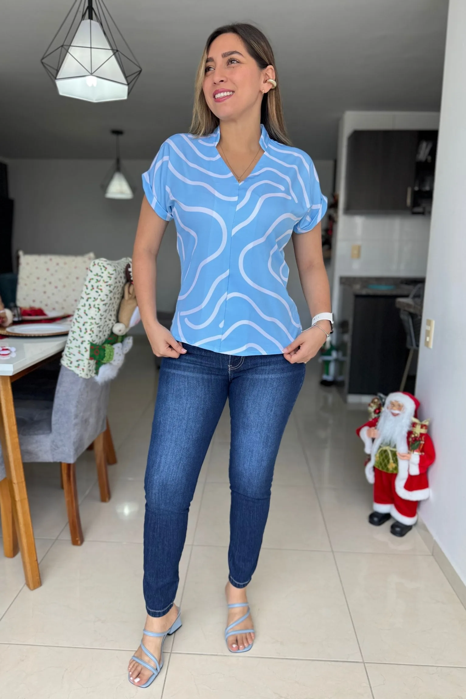 Blusa Rafaela Celeste blanco - Image 3