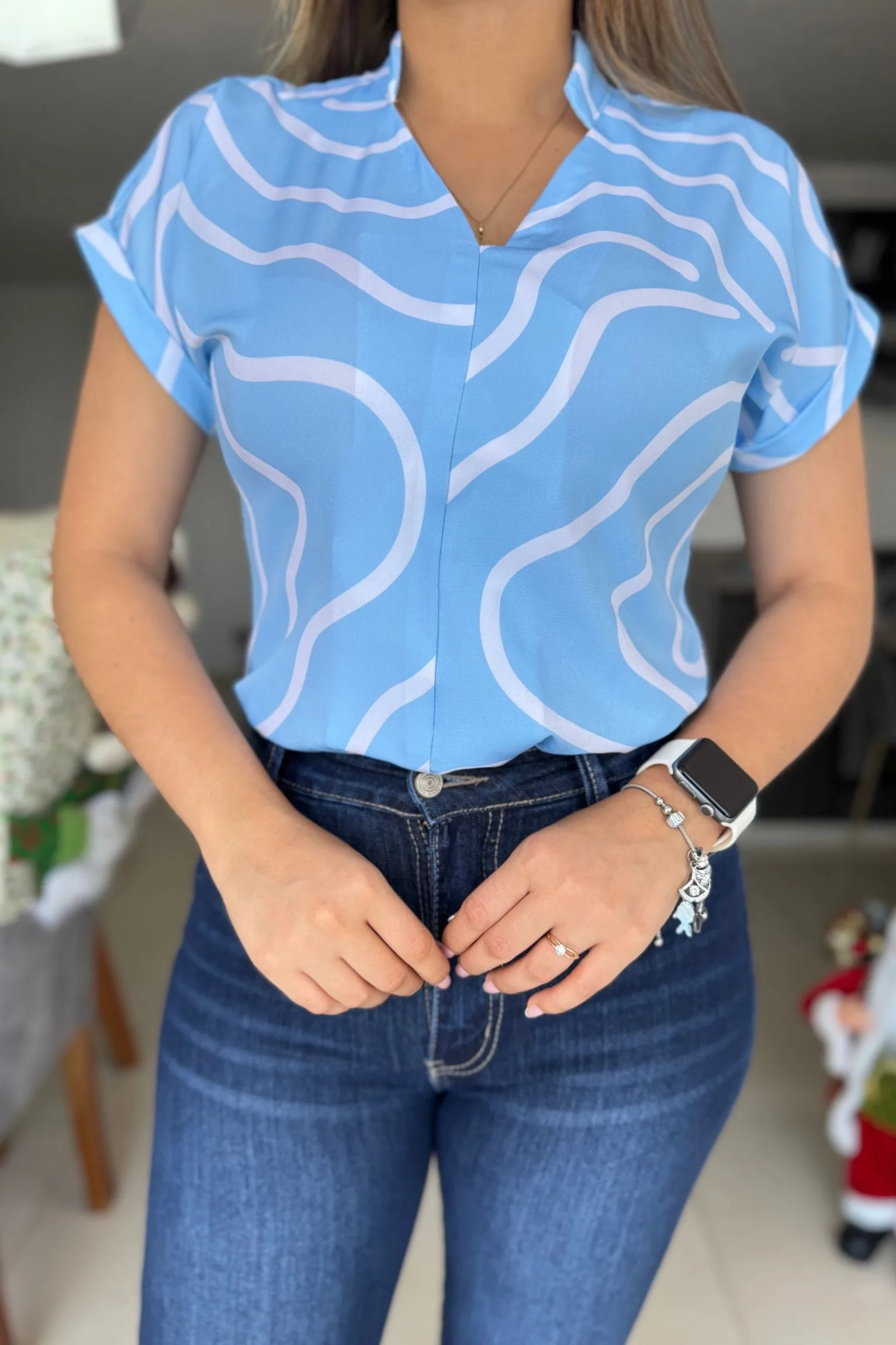 Blusa Rafaela Celeste blanco - Image 2