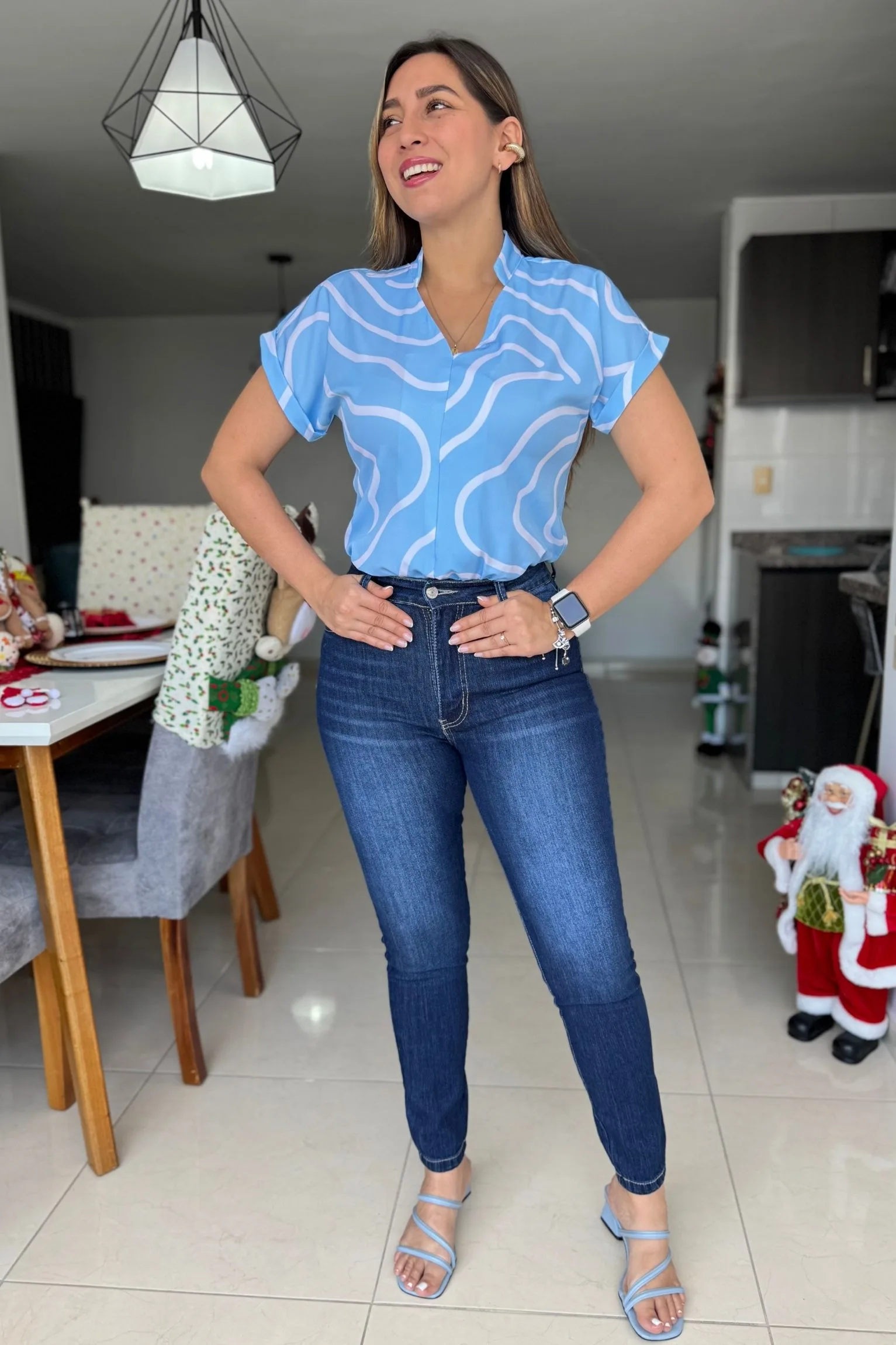 Blusa Rafaela Celeste blanco