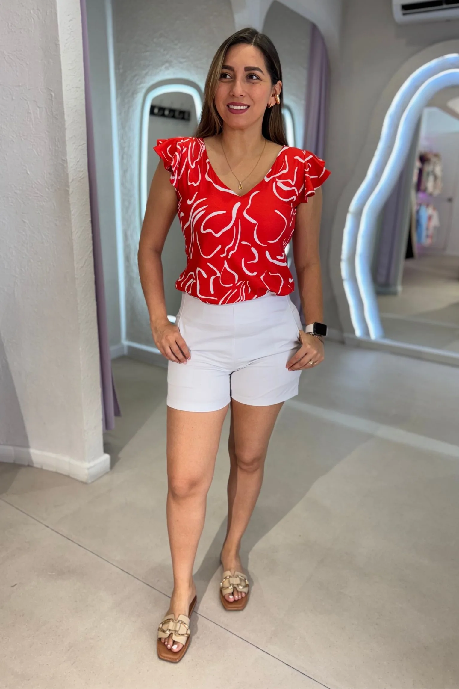 Blusa Bali rojo flor