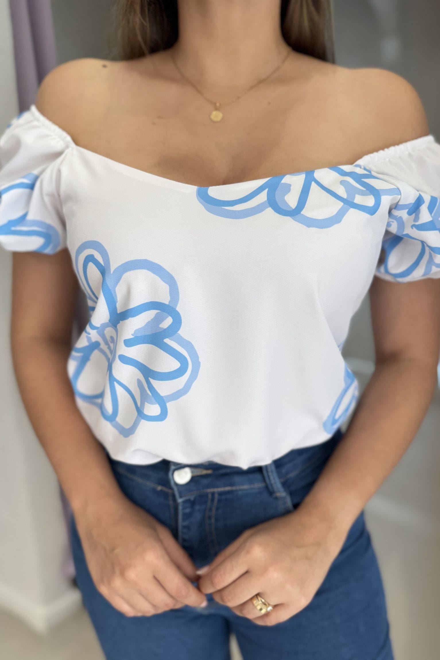 Blusa bela flor azul - Image 3