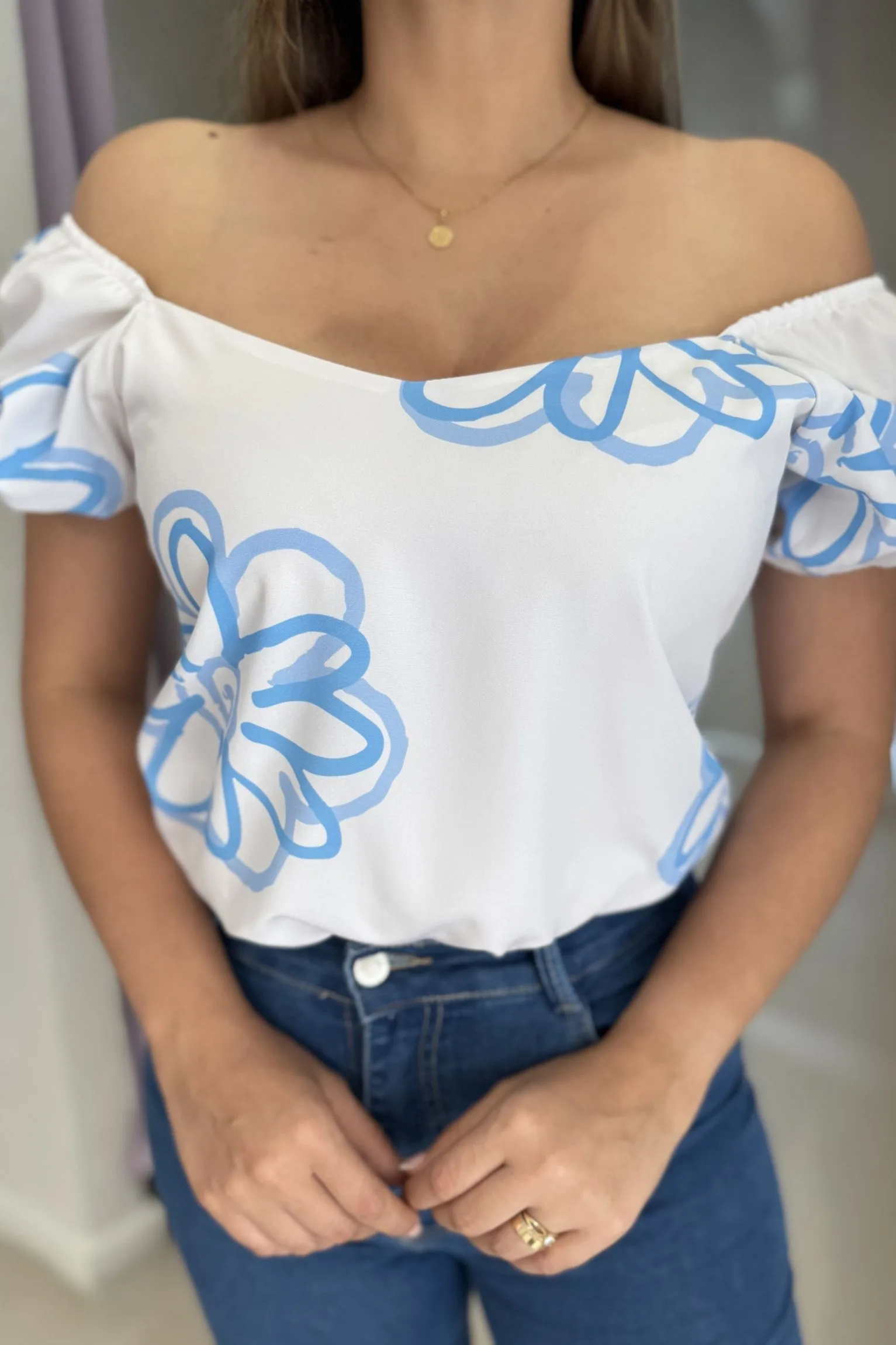 Blusa bela flor azul - Image 3