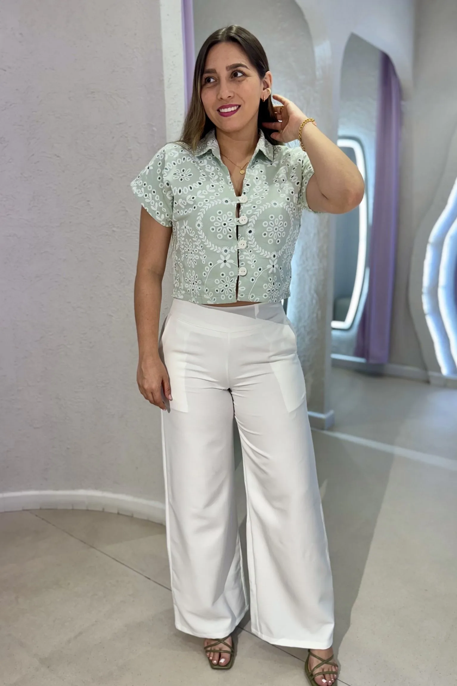 Blusa Eloísa Verde Floral