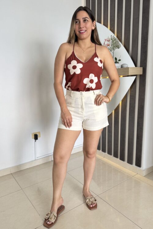 Blusa basica cafe flor