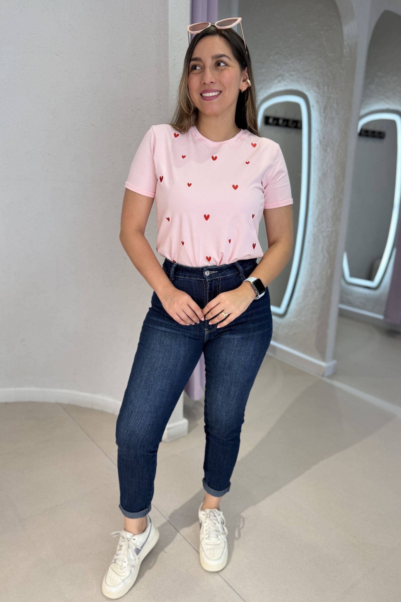 Camiseta rosada corazon