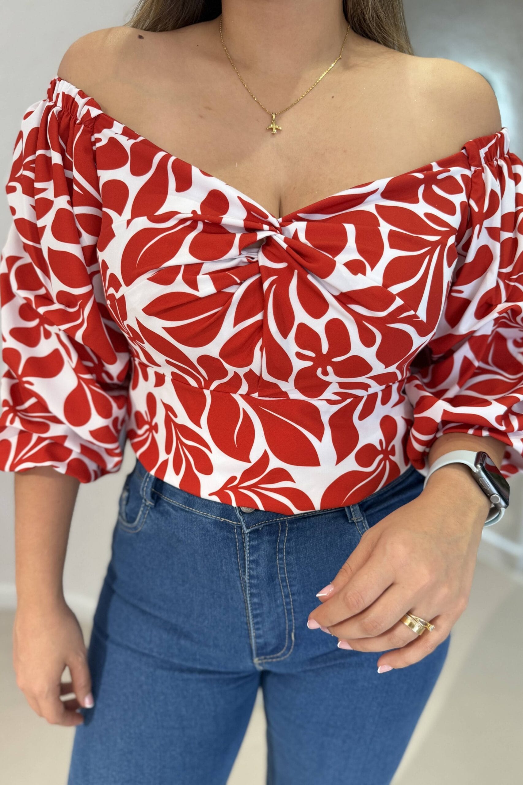 Blusa Antonia blanca roja. - Image 4