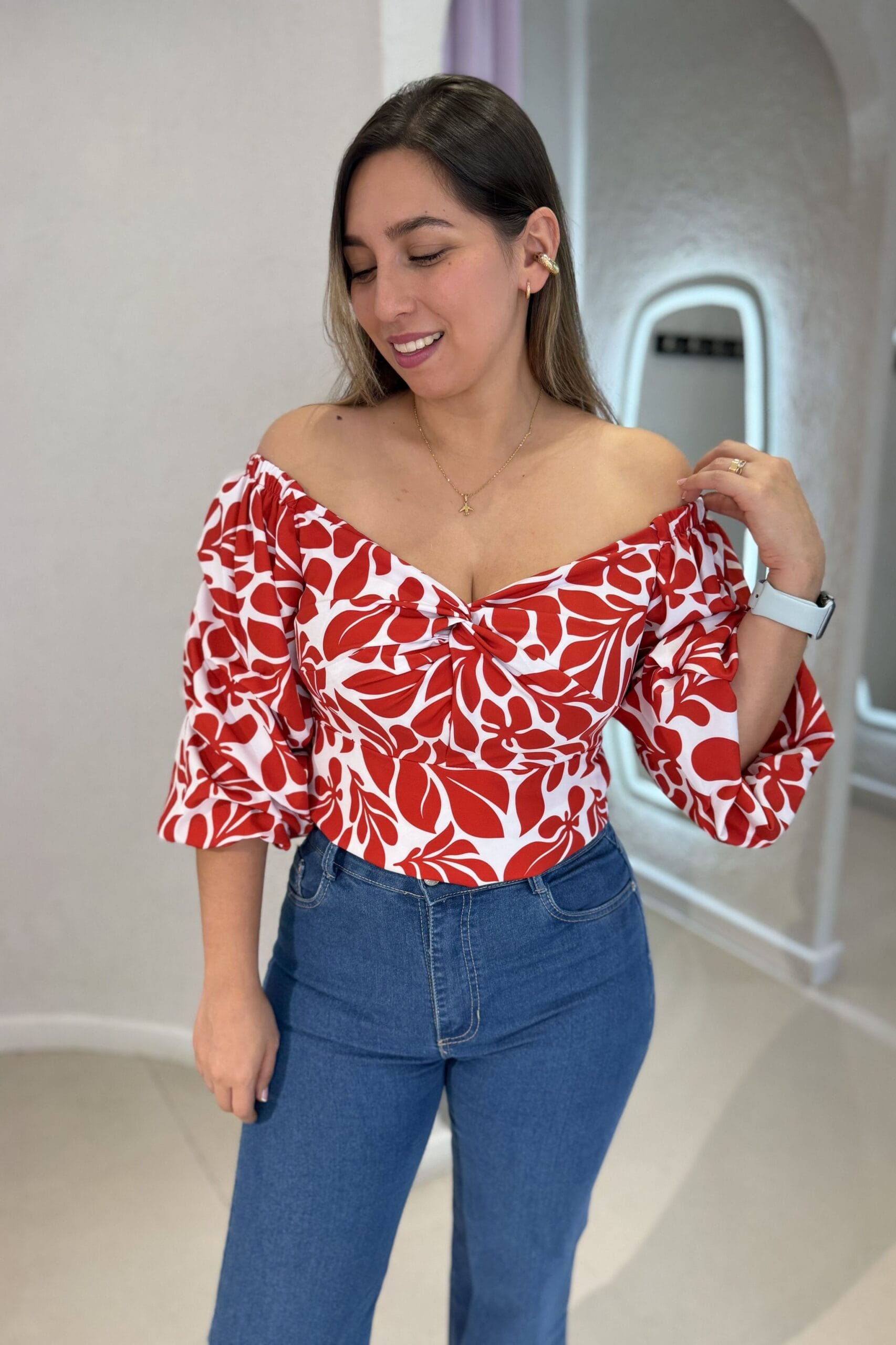 Blusa Antonia blanca roja. - Image 3