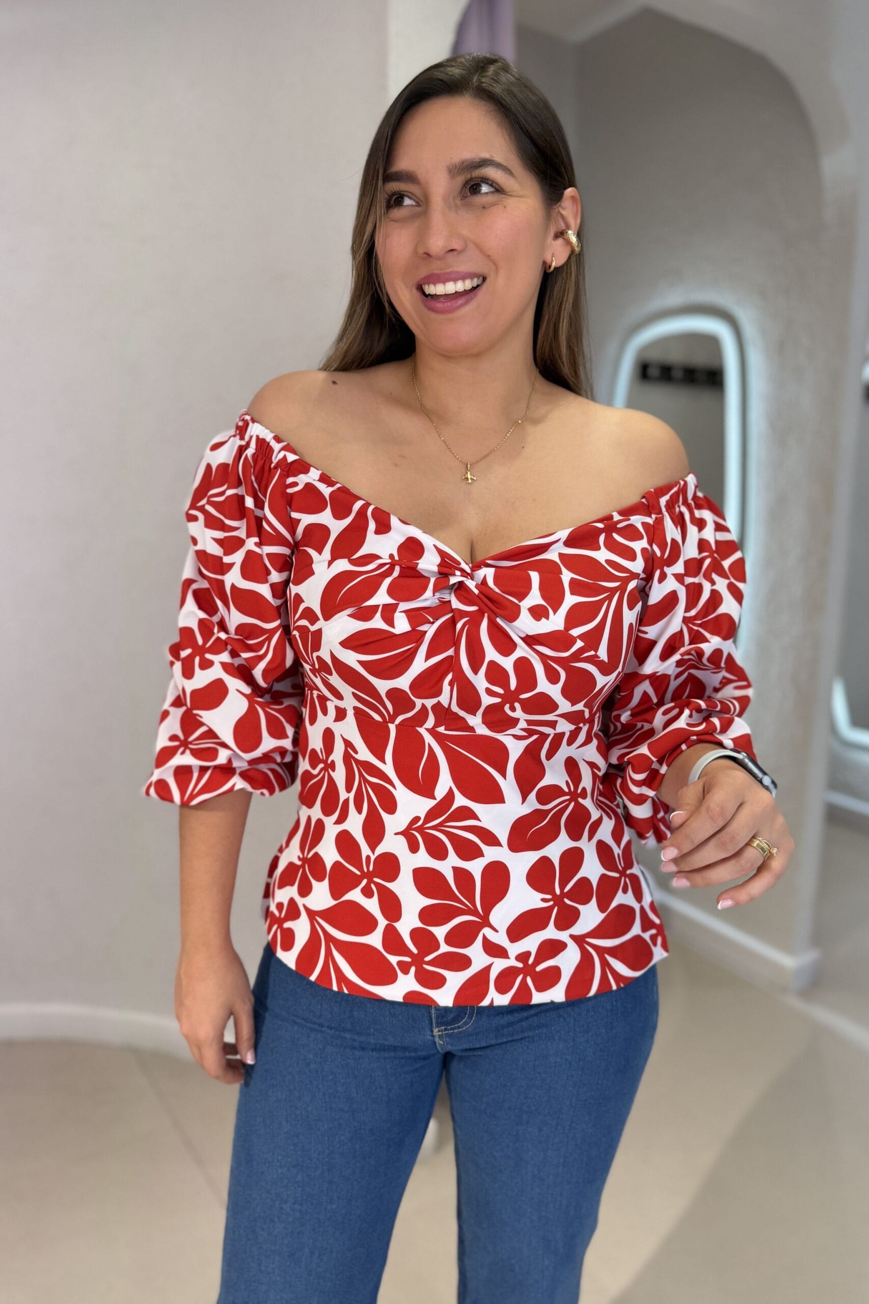 Blusa Antonia blanca roja. - Image 2