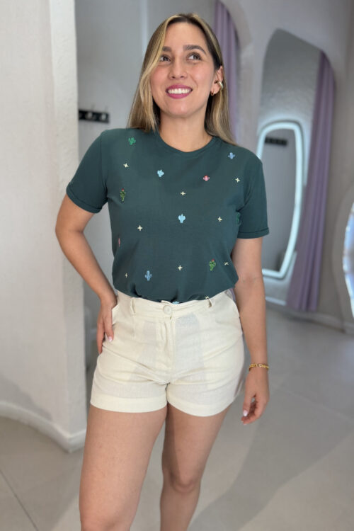 Camiseta Verde-Cactus.