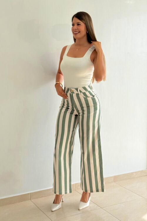 Pantalon Napoles Rayas verdes.