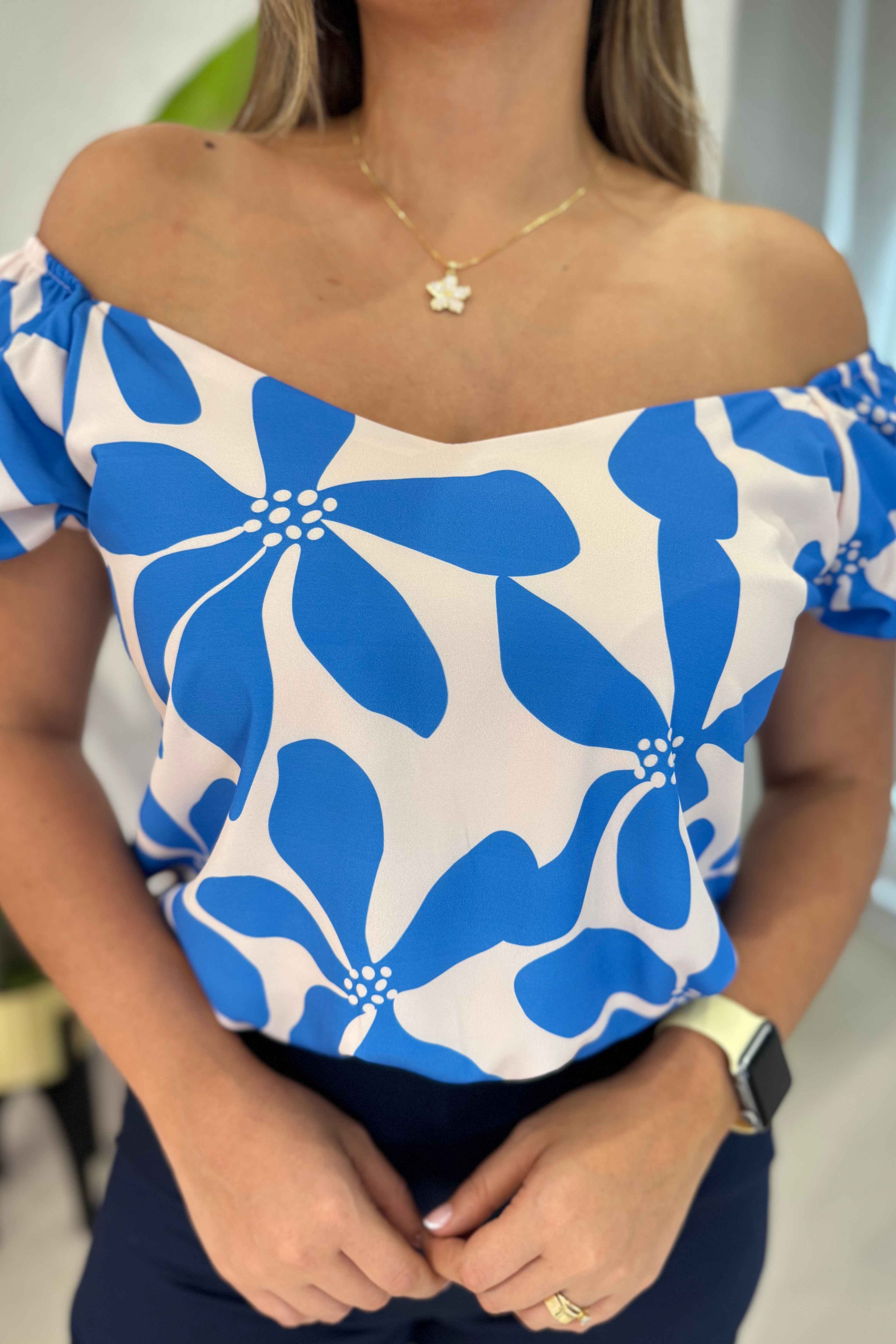 Blusa Bela Beige Azul. - Image 4